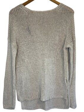 360 Sweater Cream Beige Linen Cotton Open Knit Oversized Sweater M